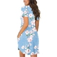 thumbnail image 6 of Lenago Women's Crewneck Short Sleeve Solid Mini Swing Dress with Pockets, 6 of 6