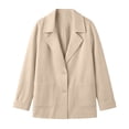 thumbnail image 4 of Jackets for Women Spring Autumn Solid Color Casual Button Down Pocket Long Sleeved Windbreaker Coat with Inner Lining Windproof Jacket with Pockets, 4 of 9