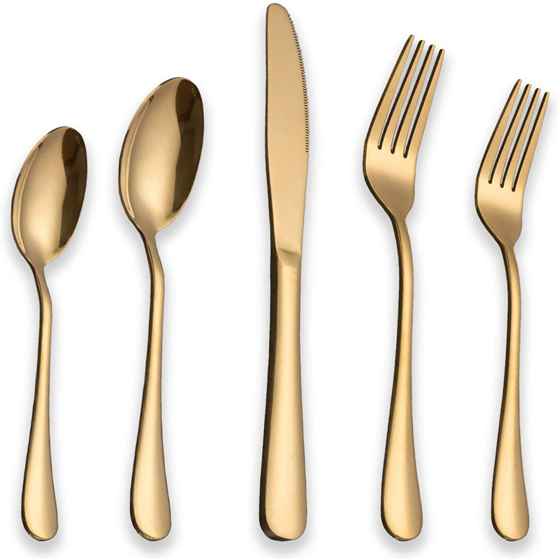 Gold Silverware Set, Moxinox 20Piece Stainless Steel Flatware Cutlery Set for 4, Gold Mirror