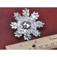 thumbnail image 3 of Stunning Clear Crystal Rhinestone Faux Pearl Christmas Snowflake Pin Brooch, 3 of 5