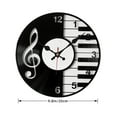 thumbnail image 4 of Vintage Music Note & Piano Key Wall Clock - Silent Non-Ticking Japanese Quartz Movement, Wooden Frame with Black Vinyl Record Design Rock and Roll Home Decor Gift for Musicians, Music Decor,, 4 of 6