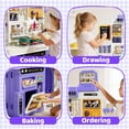 thumbnail image 5 of JoyStone 78PCS Large Kids Play Kitchen Set for Toddlers, 35.43 in Pretend Cooking Toy Kitchen with Interactive Menu, Water Play Coffee Maker, Lights Sounds Music for Kids 3+, Purple, 5 of 13
