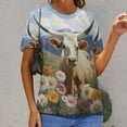 thumbnail image 6 of Farmhouse Highland Cow Funny Cattle And Flower Women's T-Shirt Short Sleeve T Shirts Tops Tee Ladies Loose T, 6 of 6