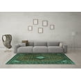 thumbnail image 3 of Ahgly Company Machine Washable Indoor Square Persian Turquoise Blue Traditional Area Rugs, 6' Square, 3 of 4