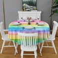 thumbnail image 2 of Colorful Watercolor Stripe Pattern Round Tablecloth 60"x60",Wrinkle Wipeable Table Cloth for Kitchen Dining Room Picnic Patio Party, 2 of 6