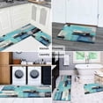 thumbnail image 3 of Turquoise Teal Modern Abstract Kitchen Rug Set,Black Grey Artistic Painting Decorative Runner Rugs with Rubber Backing,Throw Rugs Washable for Kitchen Sink,Laundry Room,Standing Desk,Boho, 3 of 6