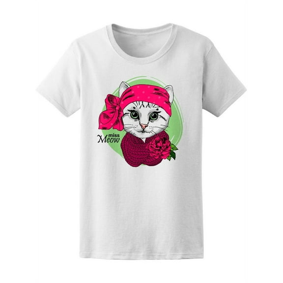White Cat With Neckerchief T-Shirt Women -Image by Shutterstock, Female Small