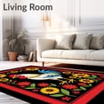 thumbnail image 2 of ODIKA 2'x3' Machine Washable Non-Slip Area Rug, Countryside Barnyard Rooster Sunflower Artistic High Traffic Rug, Red, 520923, 2 of 7