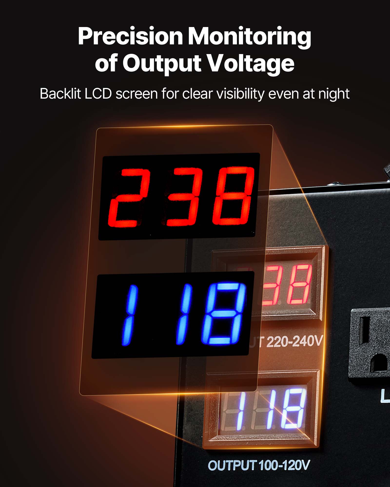 VEVOR Voltage Auto Converter Transformer, 6000W, Heavy Duty Step Up/Down Power Transformer, 110V to 220V and 220V to 110V, with 3 US Outlets, 3 EU Outlets, LCD Display, Circuit Breaker Protection