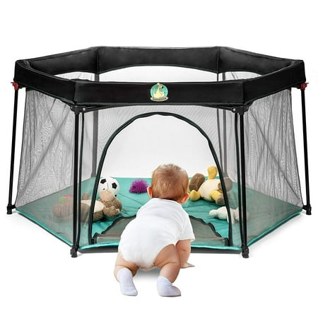 Pack and Play Portable Playard Play Pen for Infants and Babies - Lightweight Mesh Baby Playpen with Carrying Case - Easily Opens with 1 Hand by (Best Rated Pack And Play)