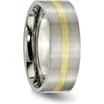 thumbnail image 5 of Chisel Titanium Brushed with 14k Gold Inlay 8.2mm Flat Band - Ring Size 8.5, 5 of 8