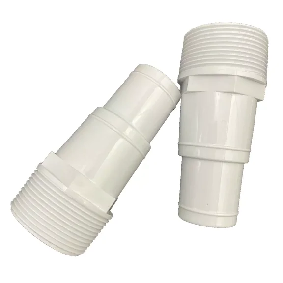 2 Pool Filter Pump Hose Adapter 1 1/4"-1 1/2" Thread 1.5" Fitting Pvc White