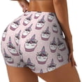 thumbnail image 1 of Balery Cute Cupcake Pantalones cortos de entrenamiento estampados para mujer, sin costuras, ajustados, para gimnasio, yoga, correr, deportes, ejercicio activo, fitness.-XX-Large, 1 of 8