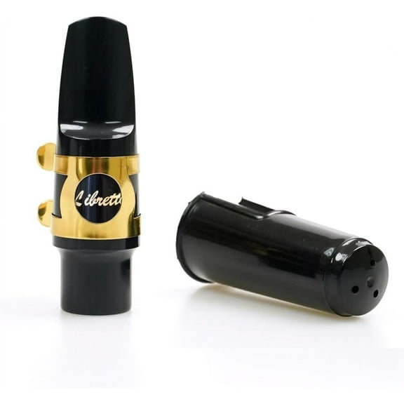 Libretto Alto Saxophone Mouthpiece Kit, Giftable Standard Set: ABS Mouthpiece, Plastic Cap, Gold Ligature