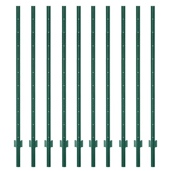 Metal Fence Post,6 Feet 10 Pack Heavy Duty Garden Fence Post,Steel Fence Post with U-Channel,No Dig U Pointed Bottom Fence Posts,Corner Anchors for Yards,Lawns and Gardens