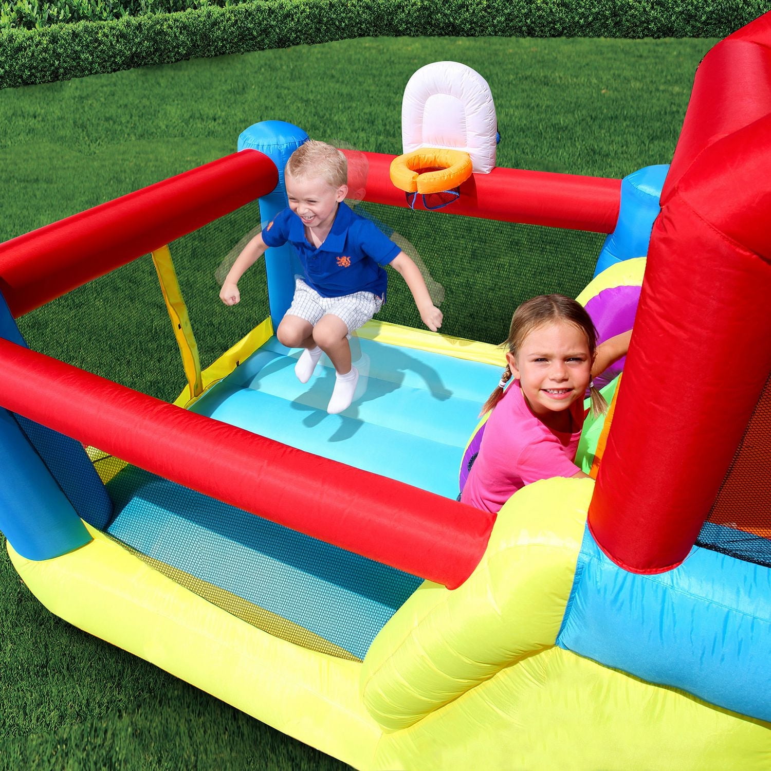 BANZAI Giant Inflatable Climb 'N Bounce Clubhouse Bouncy Castle with Slide