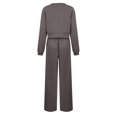 thumbnail image 4 of felwors Women 2 Piece Outfits Sweatsuit Set Twist Front Cropped Sweatshirt Wide Leg Sweatpant Lounge Set Tracksuit Grey, XXL, 4 of 5