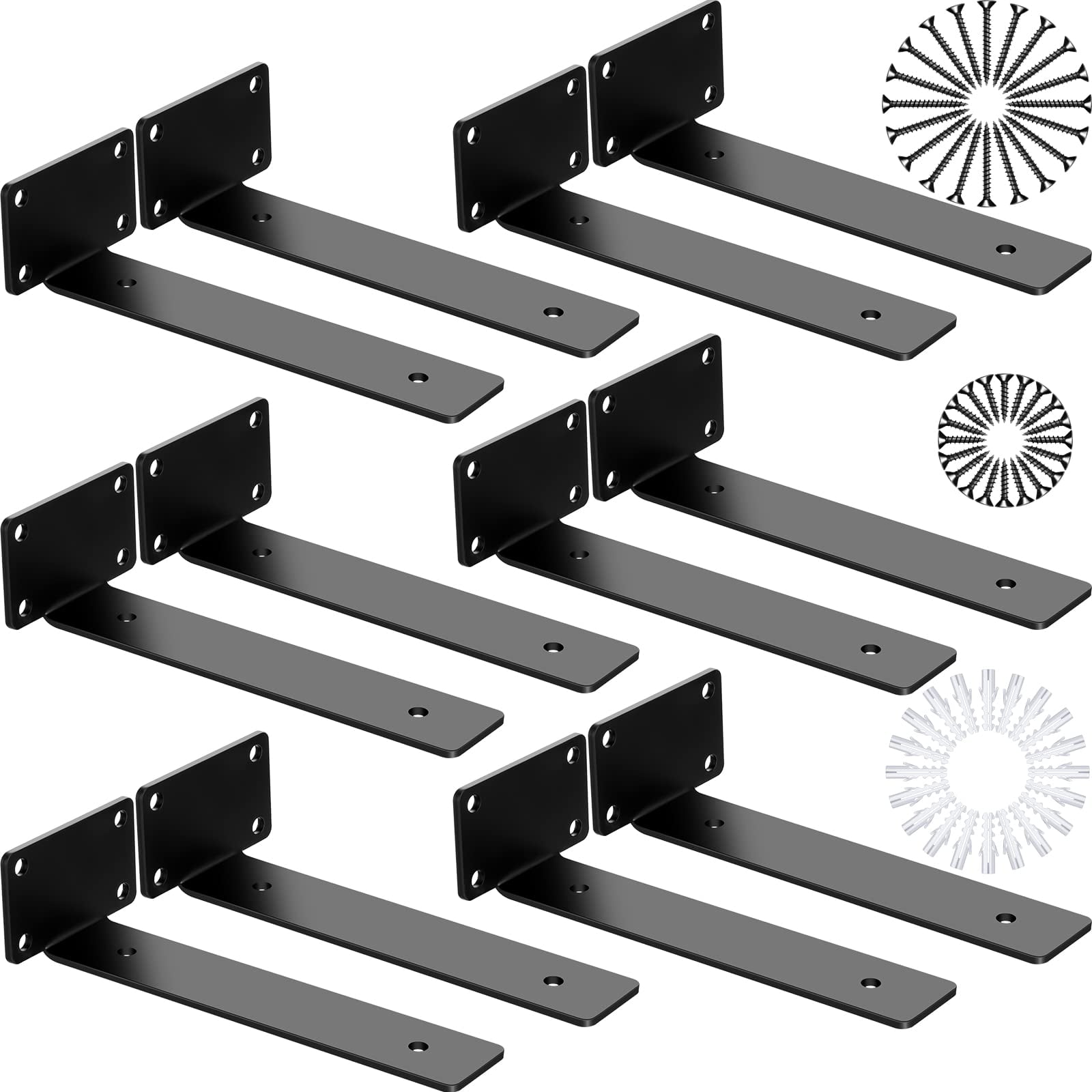 12 Pack 6'' Shelf Metal Heavy Duty Brackets Black Floating Shelf