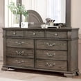 thumbnail image 4 of Traditional Antique Gray Solid wood 5pc Bedroom Set Queen Size Bed Dresser 2x Nightstands Chest Reeded Posts HB FB (NO MIRROR), 4 of 8