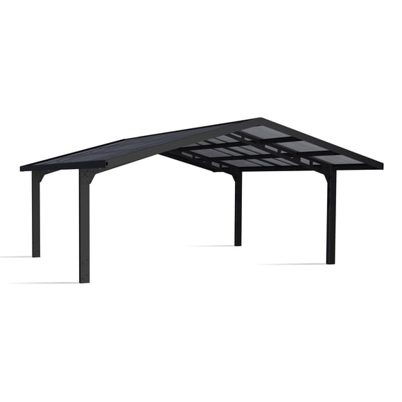 Palram by Canopia Sydney 20 ft. x 20 ft. Apex Double Carport Kit - Black Structure & Corrugated Panels