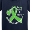thumbnail image 4 of Inktastic Love and Care Mental Health Awareness Green Ribbon Youth T-Shirt, 4 of 5
