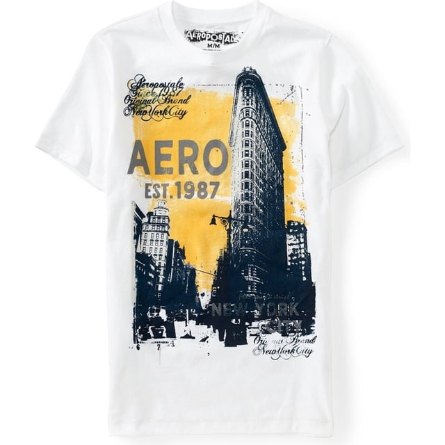 Aeropostale Mens Nyc Fashion Dist. Camiseta gráfica, blanca, extragrande Aeropostale Camiseta gráfica