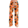 thumbnail image 4 of Zydvens Women Halloween Pajama Pants Wide Leg Lounge Wear with Pockets Soft Elastic Waist Drawstring Sleepwear Bottoms Plaid Pumpkin Fall Harvest Costume Cosplay Gift S-3XL, 4 of 7