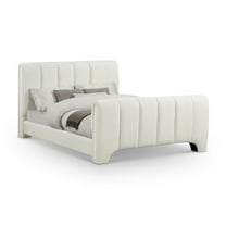 Meridian Furniture Camila Cream Chenille Fabric Queen Bed