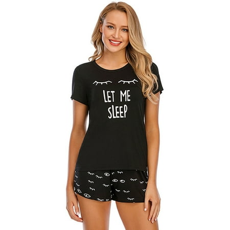 

Womens Pajama Set Striped Short Sleeve Sleepwear Pjs Sets