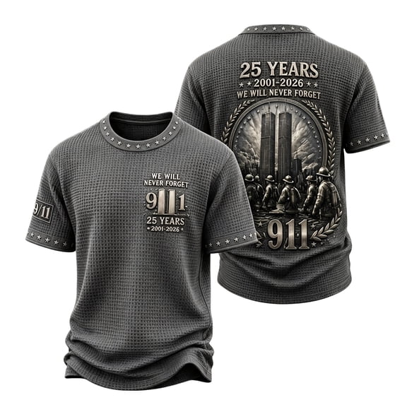 Men's Vintage 911 Memorial Never Forget American Flag Honor Faith Hope Tshirt, L