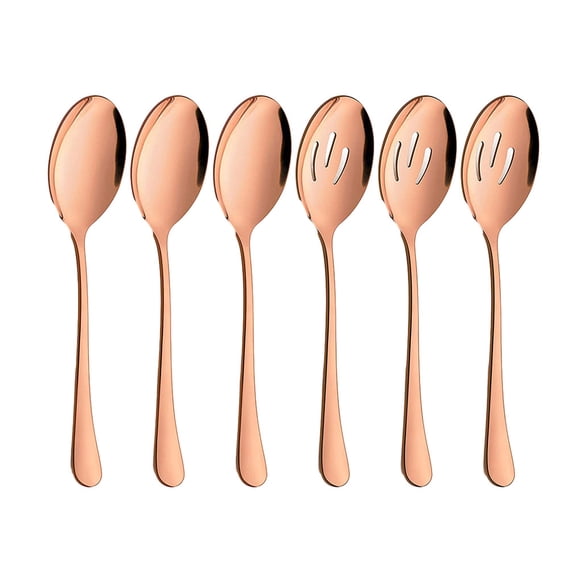 Inteprter Juego de cubiertos de acero inoxidable, ligeros y portátiles, 6x, para cenar fácilmente y llevar con seguridad con cuchara Cocina y Comedor Oro rosa