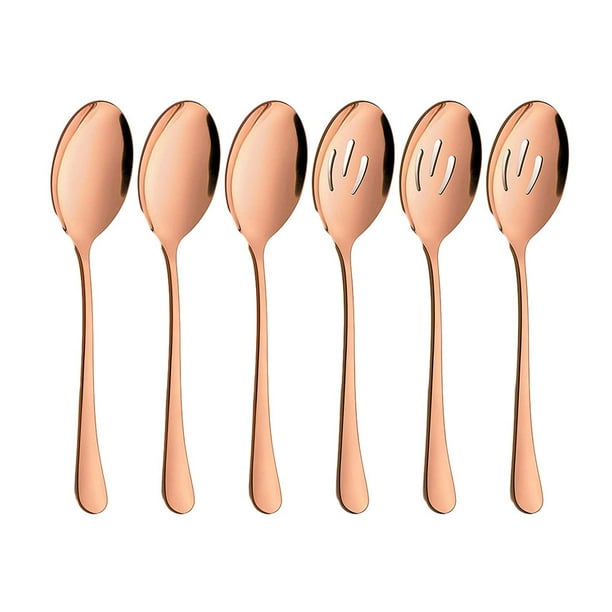 Wosthever 6 unids/set cucharas de acero inoxidable duraderas y seguras para un juego de cubiertos de acero inoxidable diario sin preocupaciones Cocina y Comedor Oro rosa
