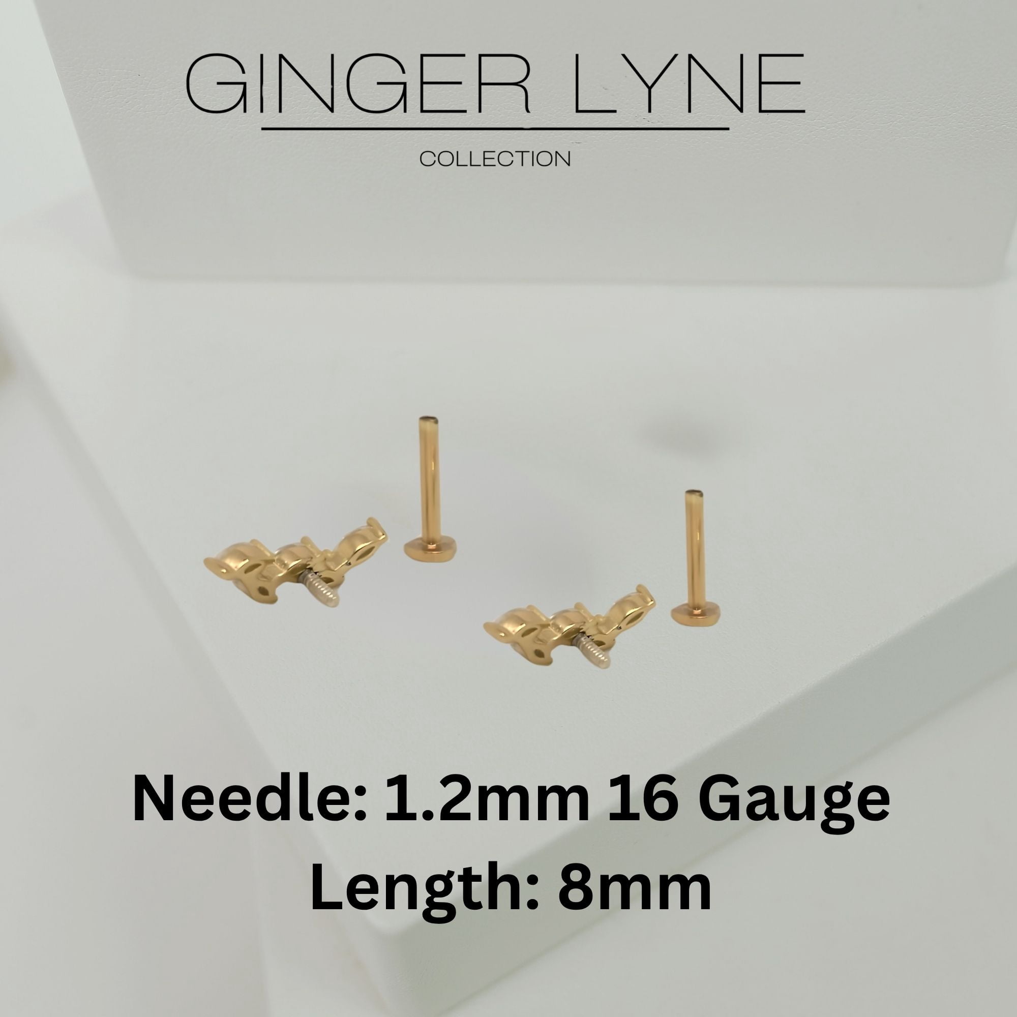 Marquise CZ Flat Back Earrings for Cartilage Helix Tragus Lobe Gold Plated Sterling Silver 1 pair by Ginger Lyne