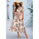 thumbnail image 5 of Vestido Cruzado de Verano para Mujer, con Cuello en V, Floral, Corta, para Invitadas de Boda, Informal, para Fiesta Albaricoque M, 5 of 10