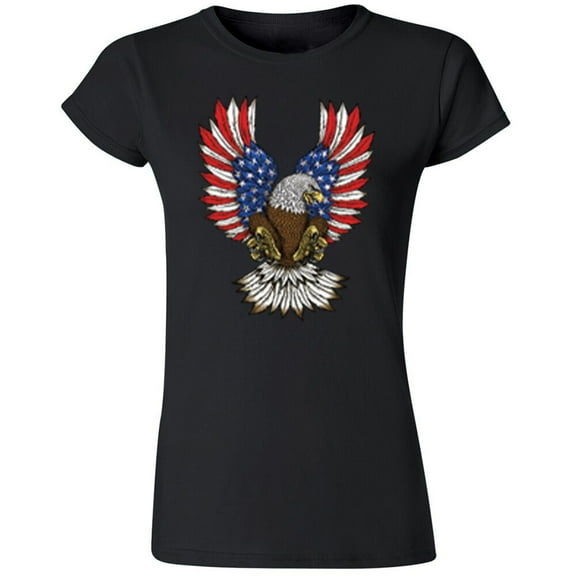 American Eagle USA Flag Print Design Lady T-shirt Funny Tee Color Black Small