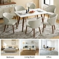 thumbnail image 4 of Dining Chairs Set of 4 Wingback Accent Chair Upholstered Armrest Solid Wood Legs Living Room Kitchen Restaurant Beige, 4 of 8