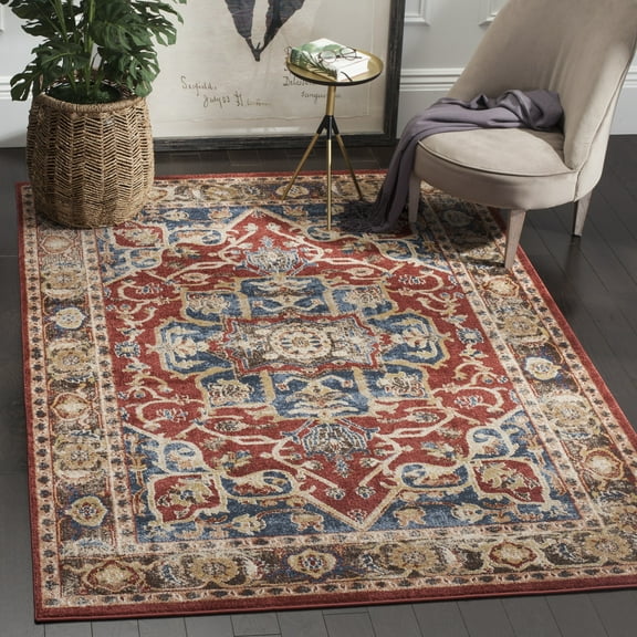 SAFAVIEH Bijar Jules Oriental Area Rug, Red/Royal, 3' x 5'
