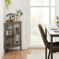 thumbnail image 2 of VECELO Set of 2 Corner Storage Cabinet with Dual Door, Wood Floor Standing Triangle Storage Organizer with 3-tier Shelves, Gray, 2 of 11