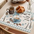 thumbnail image 3 of Blue Gnomes Placemats Set of 4 Coffee Snowflake Winter Checkered Rustic Place Mats Indoor Wipeable Table Mats Washable Cloth Dining Table Placemats for Kitchen Holiday Party Home Decor 13x19 Inch, 3 of 9