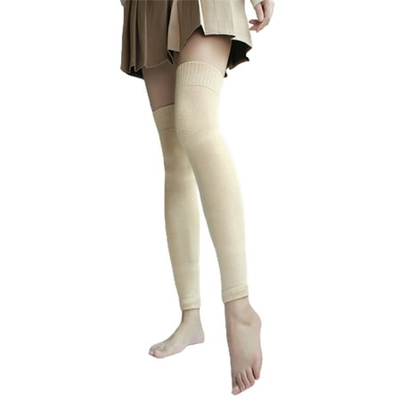 

Kripyery 1 Pair Women Knee Pads Stretchy Slim Fit Long Tube Leg Warmers Autumn Winter Over Knee Knitting Leg Socks for Daily Wear