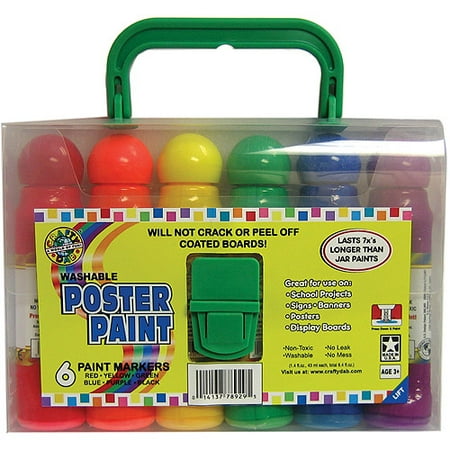 Dab'n Stic Poster Paint W/Carry Case, 6/pkg