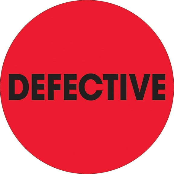 Tape Logic Labels "Defective" 2" Circle Fluorescent Red 500/Roll DL1279