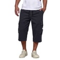 thumbnail image 2 of Long Shorts for Men Below Knee Elastic Wasit Cargo Short Pants Lightweight 3/4 Running Hiking Shorts with Pockets,Dark Blue,3XL, 2 of 6