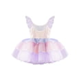 thumbnail image 4 of TiaoBug Kids Girls Swan Lake Performance Dance Costume Sequins Ruffle Sleeve Ballet Dance Tutu Dress Light Purple 16, 4 of 5