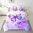 thumbnail image 3 of Manfei Cartoon Butterfly Child 7-Piece Twin Bedding Sets, Purple Bedding Comforter Set, Cute Dreamy Animal Reversible Sheet Sets, Lightweight Room Decor, 3 of 8