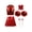 A Red, variant on Kids Girls Shiny Metallic Jazz Ballet Cheer Dance Crop Top with Pleated Skirt Headwear Hand Flowers Socks B Red 10