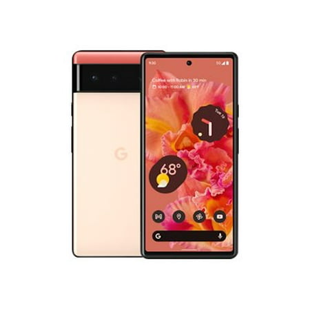 Google Pixel 6 - 5G smartphone - dual-SIM - RAM 8 GB / Internal Memory 128 GB - OLED display - 6.4" - 2400 x 1080 pixels (90 Hz) - 2x rear cameras 50 MP, 12 MP - front camera 8 MP - Kinda Coral