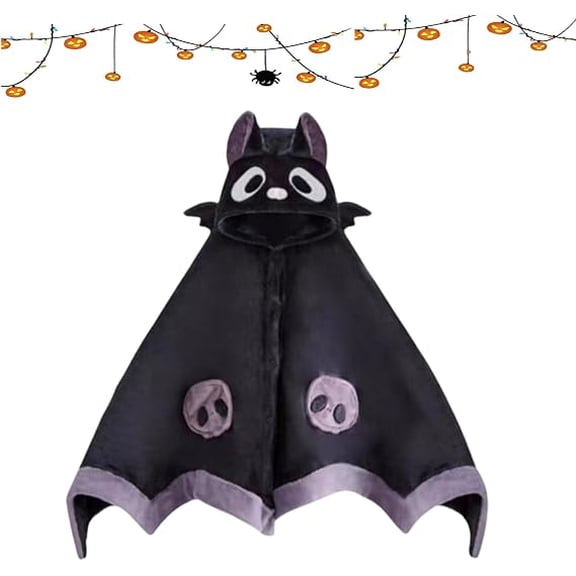 Women's Wearable Blanket Hoodie, Cute Bat Hooded Cape for Halloween Cosplay