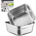 thumbnail image 1 of Juego de lavabo y colador cuadrado de acero inoxidable: tina de cocina multifuncional para fregadero, cesta de cocina con orificios de drenaje uniformes para un enjuague eficiente, 1 of 6