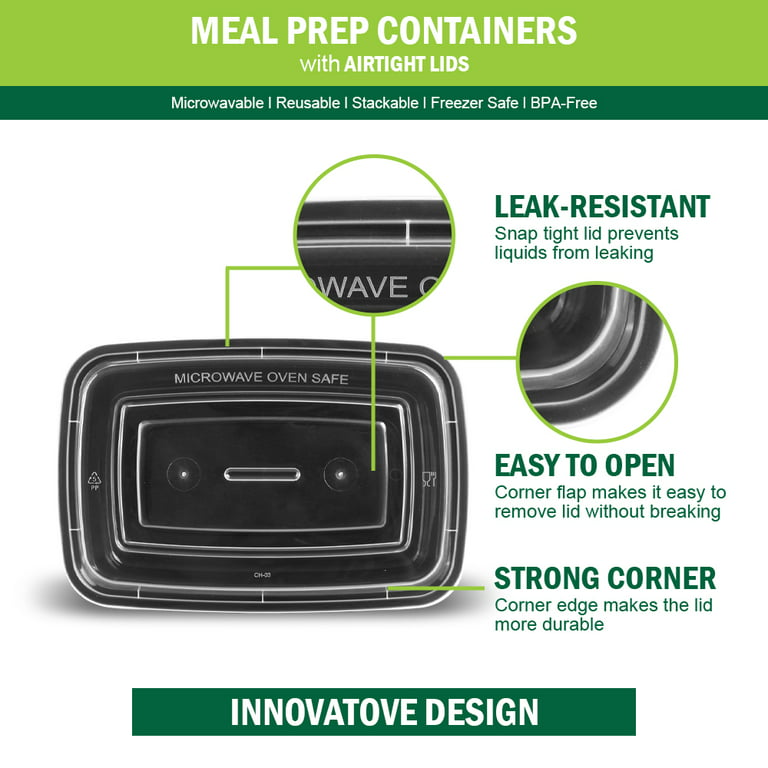  Ezalia 50 Pack- Meal Prep Containers 32oz, Plastic